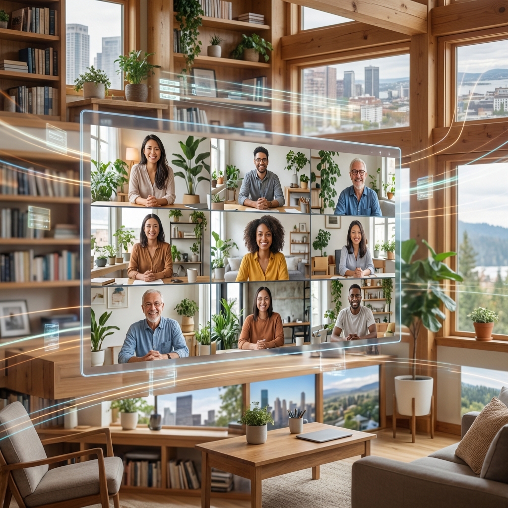 Global professionals connecting through virtual portal